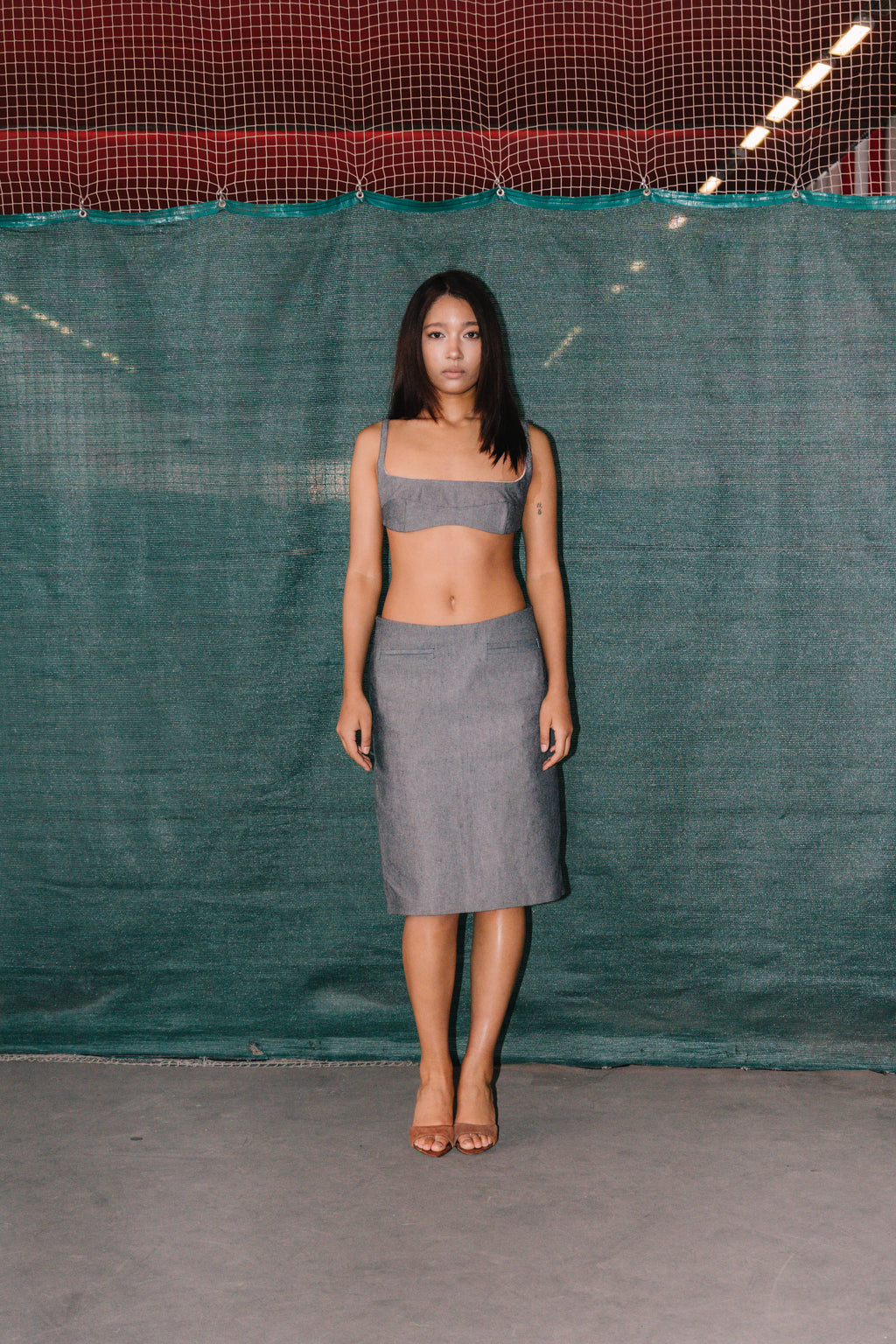 JUPE EN DENIM GRIS