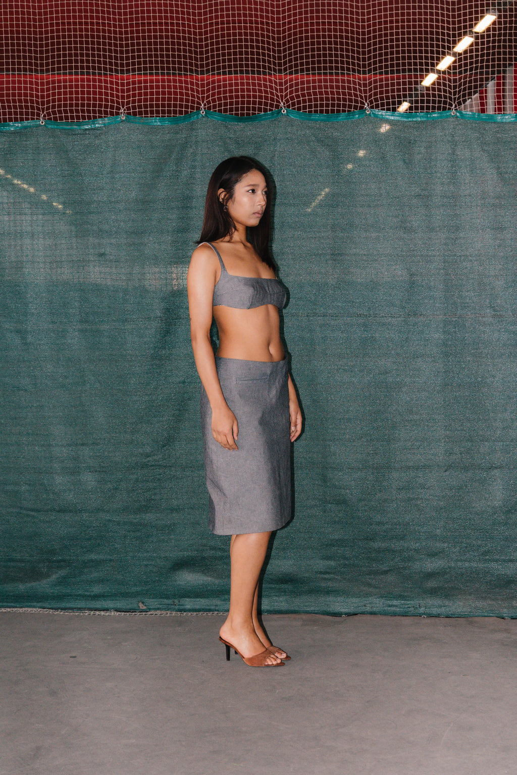 JUPE EN DENIM GRIS
