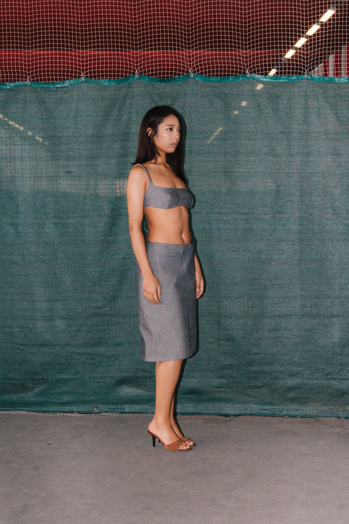 JUPE EN DENIM GRIS